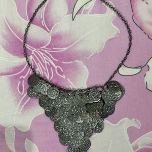 Charcoal Silver Plated Metal Fancy Necklace