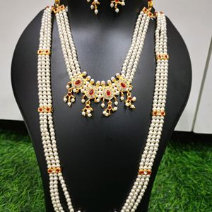 Kundan Moti Mala Sets With Earrings