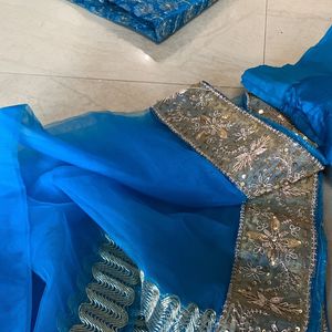 Blue Unstitched Blouse Lehenga Choli New