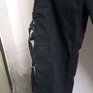 Charcoal Black Denim Cargo Jeans