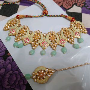 Pista Green Kundan Jewellery Set