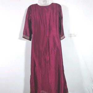 Maroon And Beige Kurta Set (Women's)