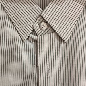 Striped Olive Lines On White Full Sleeve Shirt