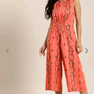 Sangria Cotton Mid Length Jumpsuit