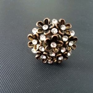 Black Diamond Flower Ring