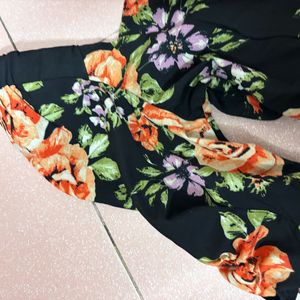 Black Floral Midi Dress Aesthetic New