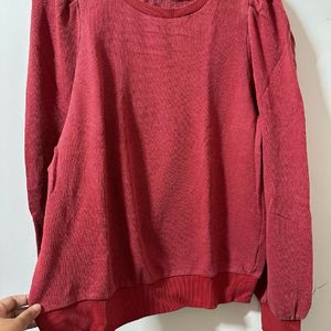 Rust Sweatshirt With Puffed Sleeves