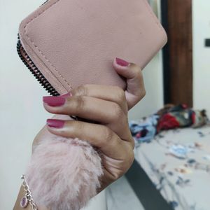 Pink Hand Wallet For Money And Cards