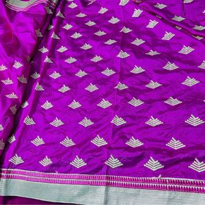 Party Wear Chanderi Silk Saree With Ready Blause