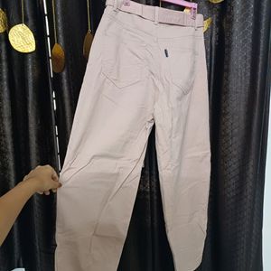 Bow Belt Light Pink Boyfriend Pants