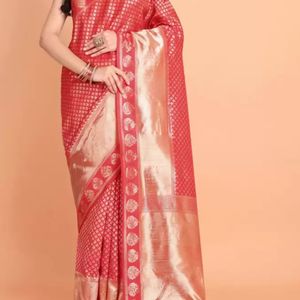 Ethnic Motifs Woven Design Zari Saree