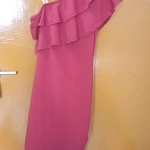 TBrand New Red Maroon One Shoulder Dress