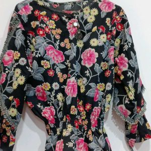 Black Floral Top