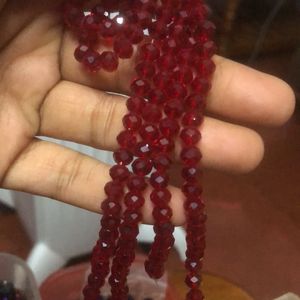 Violet, Red And Glass Beads Stone Bead