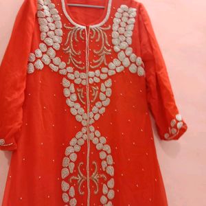 Rust Anarkali Suit