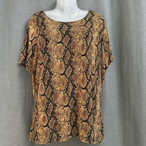 Black And Russet Brown Snake Print Top For Women's