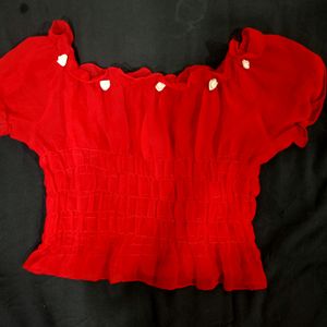 Red  Net Transparent Crop Top Of Girls!