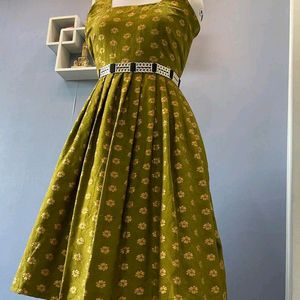 Olive Green Dress And Contrast Belt