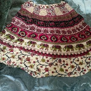 Cotton Printed Free Size Skirt.