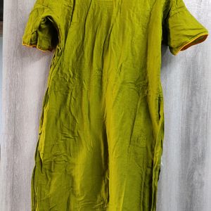 Green Yellow Thread Embroidery 3 Pcs Suit