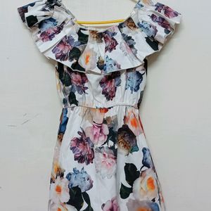 Off Shoulder Knee Length Floral Dress