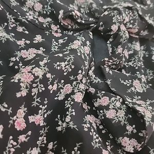 Mid Length Black Flowery Dress