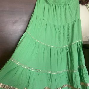 Rangriti Layered Green Ethnic Skirt