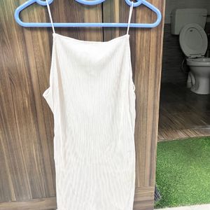 new H&m Ribbed  White Strappy Jersey Dress