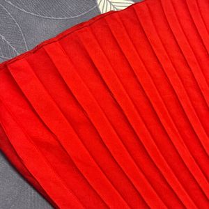 Bright Red Pleated Skirt for Women