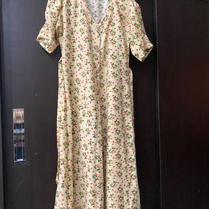 Medium Size Maxi Nude With Red Floral Prints