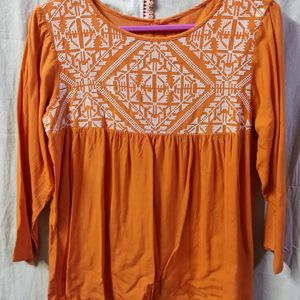 Women Orange Solid Top (M Size)