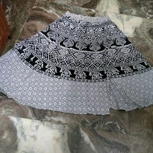 Black White Cotton Skirt.