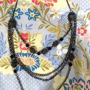 Beautiful Black Metal Multilayered Necklace For Wo