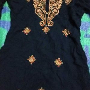 Short Black Chickenkari Kurti