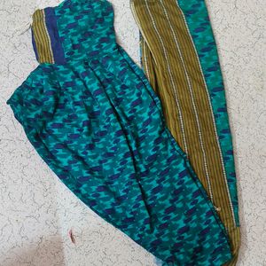 Sea Green Printed Suit With Dupatta