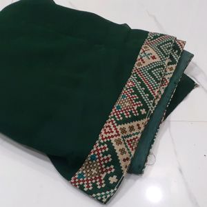 Plain Green Saree