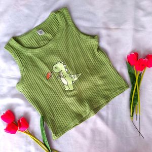 Cute Dino Print Crop Top