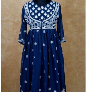 Navy Blue Embellished Anarkali Kurta