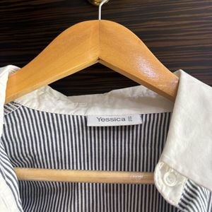 Blue Check Shirt With White Lining Stripes