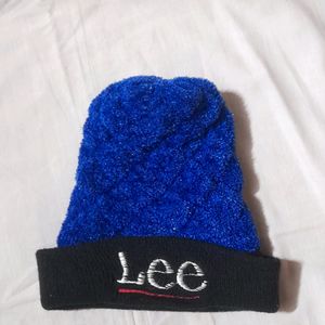 Women's Blue Sparkly Beanie Woolen Cap Hat