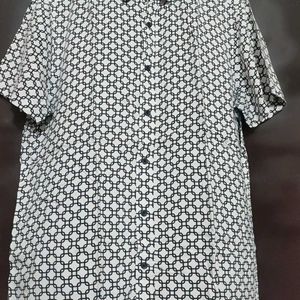 White & Black Printed Shirt For Boy & Men 42 Chest