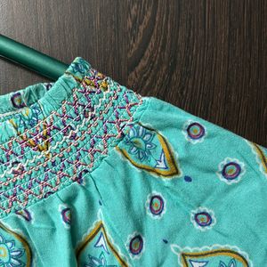 Teal Cinched Neck Top