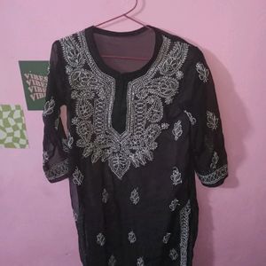 Black Chikankari Kurti