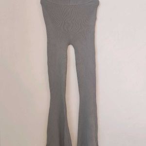 Branded Ribbed Flared Trouser.