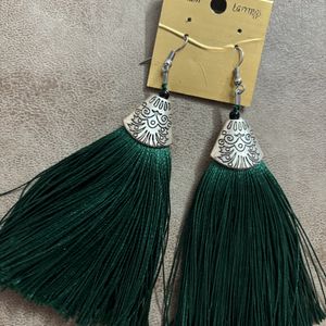 Green Tassel Earrings