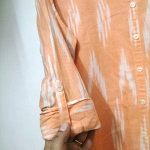 Srishti Peach Colour Ikat A-line Kurta