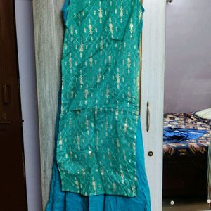 Trishaa Full Gown With Sea Blue Colour