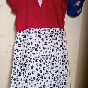 Red And White Cotton Kurti