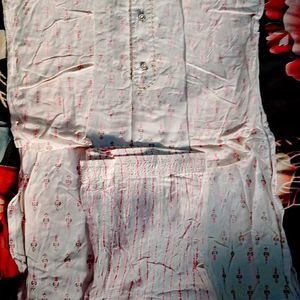 White Printed Kurti Pant