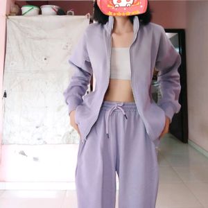 Purple Jacket With Joggers Co-ord Set